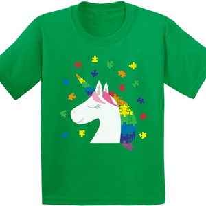 Einhorn-Autismus-Jugend-Shirt. Autism Awareness Shirt Kinder. Autismus Puzzle Einhorn Tshirt.