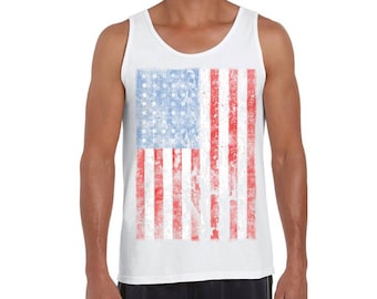 USA Distressed American Flag Canottiere per serbatoio uomini USA grafica Canottiere USA Flag top del 4 luglio Canotta