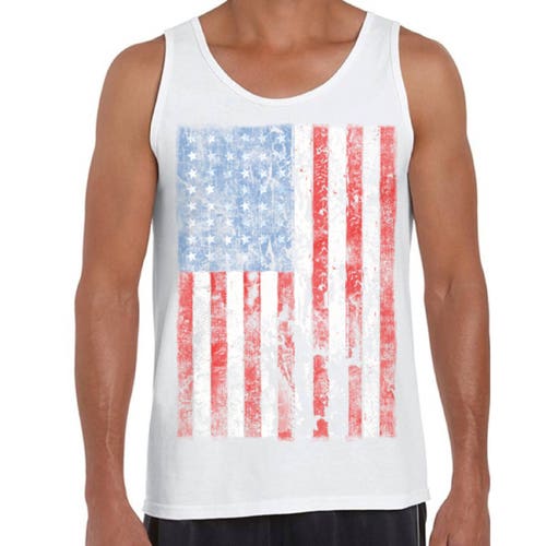 USA Distressed American Flag Tank Tops for Men USA Graphic | Etsy