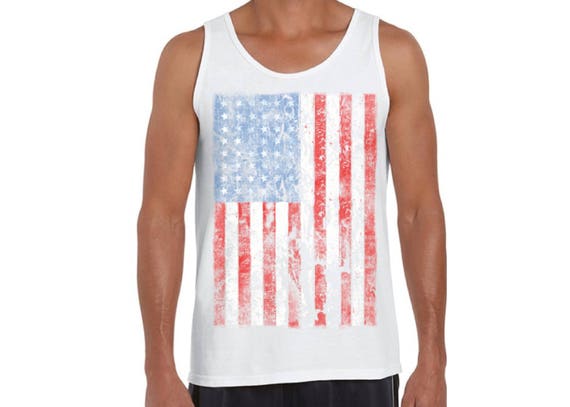 USA Distressed American Flag Tank Tops for Men USA Graphic | Etsy