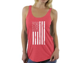 USA Flag Racerback Tank Top Racer torna patriottico Independence Day 4 luglio bianco US Flag Vintage perfetto per allenamento di Yoga di ginnastica
