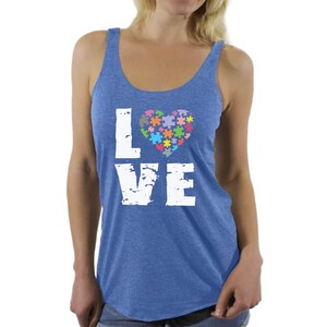 Autism Awareness Love Puzzles Racerback Tank Tops Fitness Tank Top Autistic Support Puzzle Piece ASD Autism