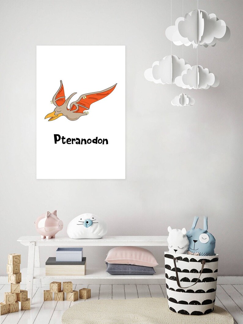 Pteranodon Nursery Decor Animal Pteranodon Nursery Prints Baby Room Poster Wall Art.