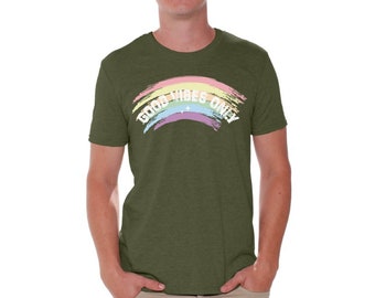Rainbow T-Shirt Colorful T Shirts for Men Good Vibes Tee