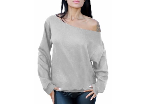 Off Shoulder Sweatshirt off Shoulder Sweater Slouchy Sweater Slouchy  Sweatshirt Oversized off the Shoulder Top 