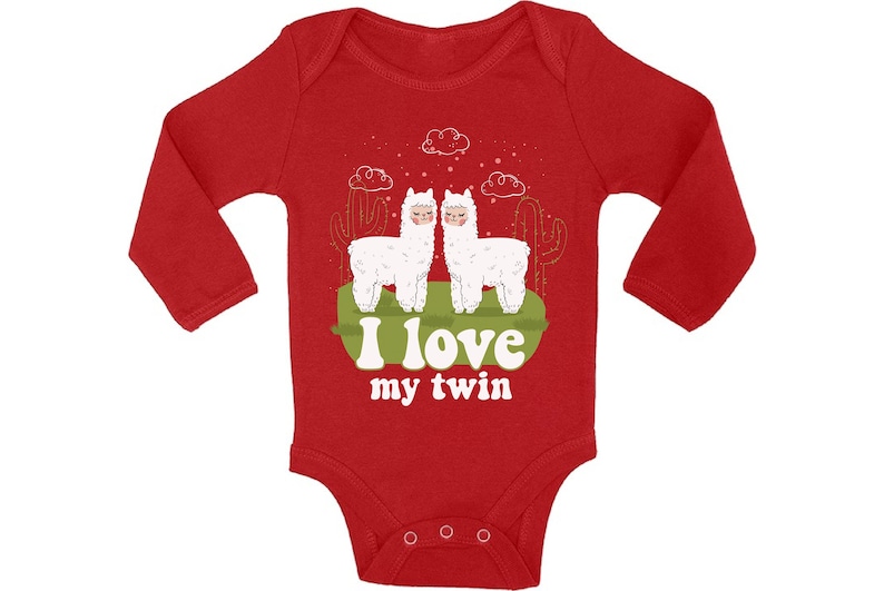 Cute Llamas Outfit for Twins Boy Girl. Funny Baby Shower Gifts My Twin Baby Bodysuit