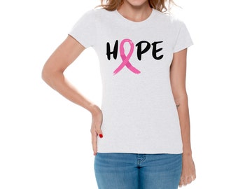 Camisa de esperanza de concientización sobre el cáncer de mama, camiseta de cinta rosa, parte superior de concientización sobre el cáncer de mama, camiseta de la mujer, regalos para sobrevivientes