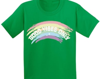 Rainbow T-shirt Colorful Kids T Shirts Good Vibes Tee