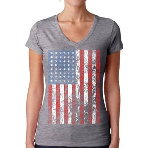 USA Distressed American Flag V-neck T Shirts Tops USA - Etsy