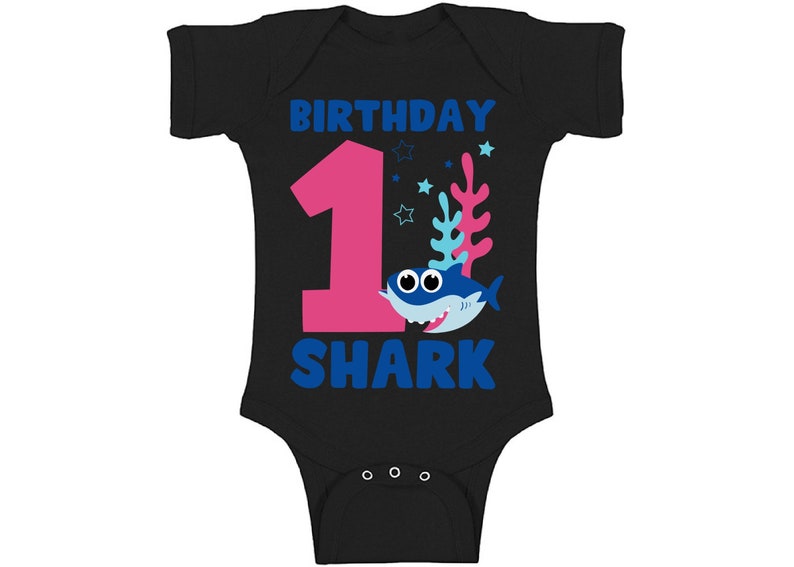 First B-Day Baby Bodysuit Birthday Shark Romper Shark Lovers