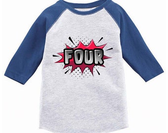 4th Birthday Shirt. Superhero 4 Year Old Birthday T-Shirt