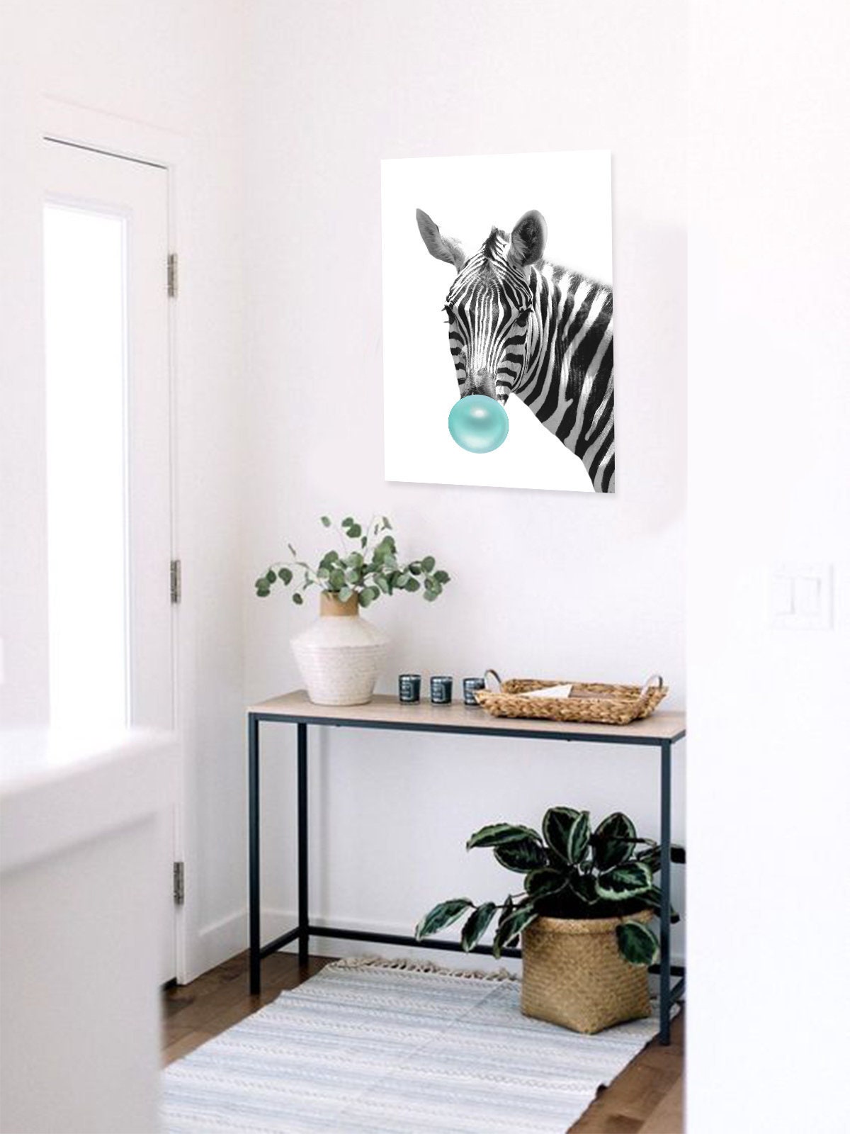 Póster de cebra soplando chicle. Colección de arte mural con chicle azul.  Ideas divertidas para la decoración con pósteres de cebra. Impresión de  póster para la decoración de la oficina. - Etsy, image size:1200x1600