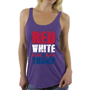 Red White & Trump Racerback Tank Top Trump Gifts American Flag Tank Top USA Flag Sleeveless Shirt for Women America Top 4th of July Tank