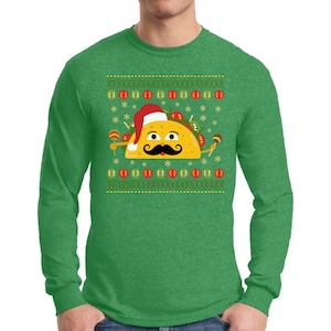 Xmas Taco Ugly Christmas Sweater Long Sleeve T-Shirt for Men