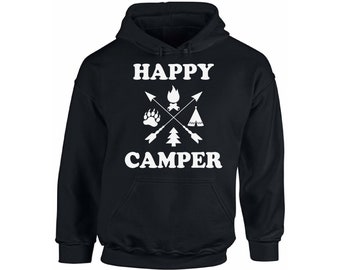 Camper Hoodie for Men. Happy Camper Hoodie for Women. Camping Fun Clothes. Happy Camper Sweatshirt. Campers Gifts. Stylish Outdoor Clothes.