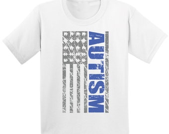 Autisme Sensibilisation Drapeau Toddler Shirt Autism American Flag Kids Shirt Autism U.S.A. Flag Shirts Autism Gifts for Kids Autism Toddler Shirt