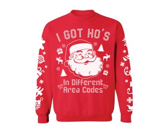 Christmas Sweater - Santa I Got Ho's Ugly Christmas Sweater
