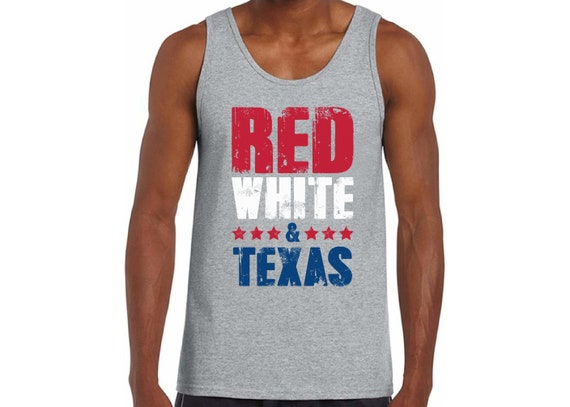 Red White & Texas Tank Top for Men Texas Gifts for Him American Flag Tank Top USA Tank Top for Men 4th of July Muscle Shirt USA Flag Tank