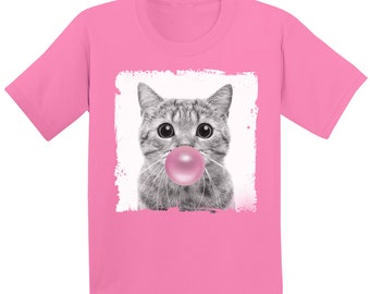 Animal Clothing for Children. Cute Cat Tshirt. Funny Animals Kids Clothes. Animal Lovers Gifts. T Shirt for Kids. Cat Youth Shirt.