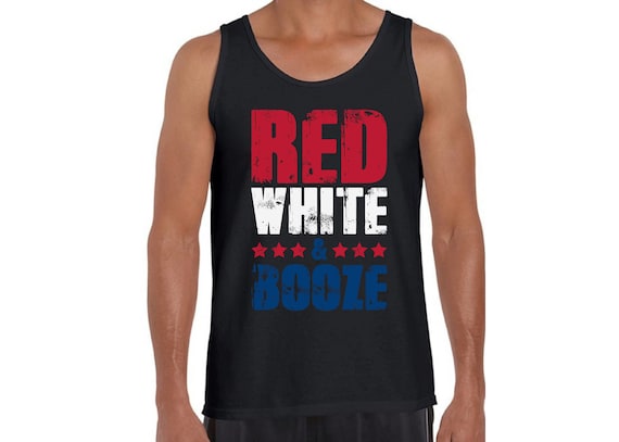 Red White & Booze Tank Top. USA Tank Top. USA Muscle Shirt Men. America Shirts. Independence Day. 4th of July Tank Top.