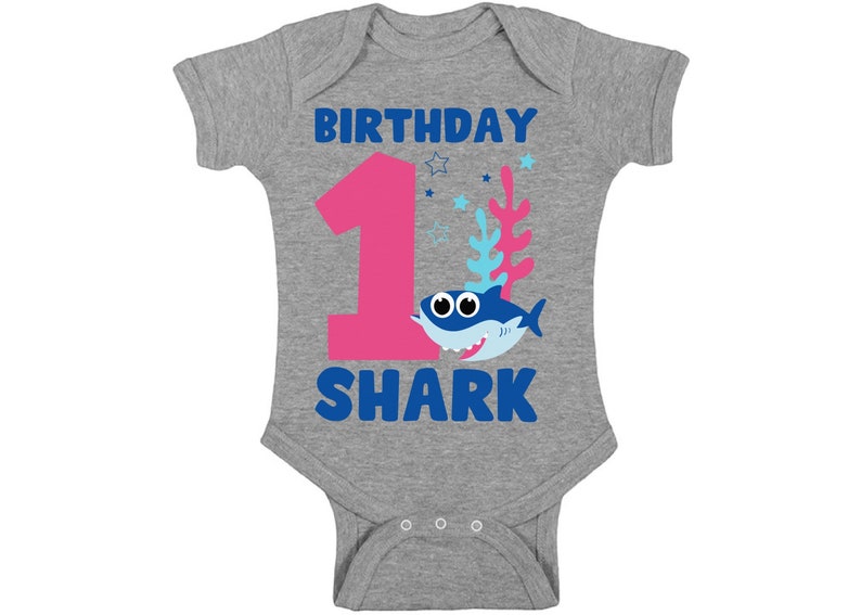 First B-Day Baby Bodysuit Birthday Shark Romper Shark Lovers