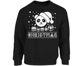 Christmas Panda Holiday Sweatshirt for Men and Women Panda Santa Holiday Sweater Funny Animal Ugly Christmas Sweater for Men and Women