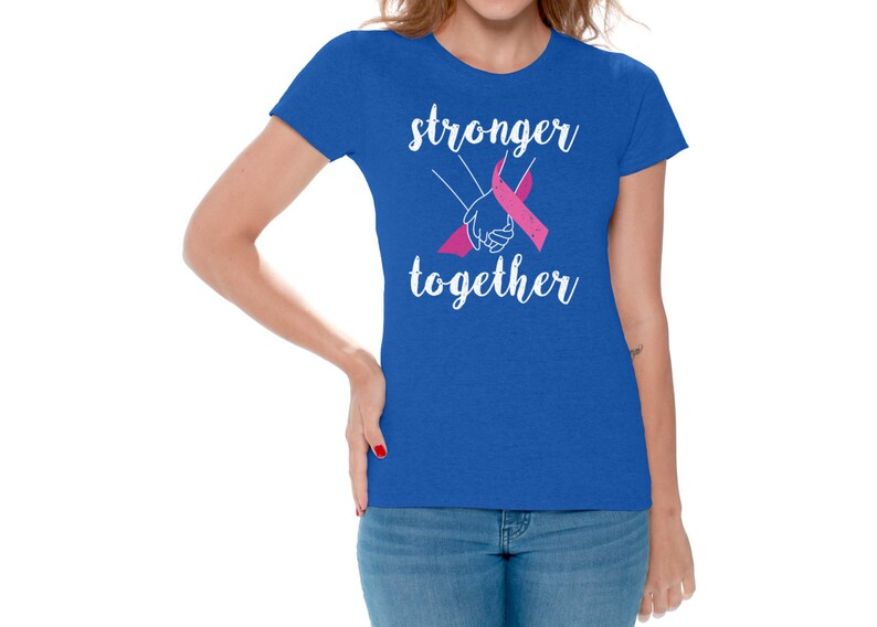 Breast Cancer Awareness Tee Shirt Pink Ribbon Women/'s Cancer Saying Stronger Together T Shirt Gift