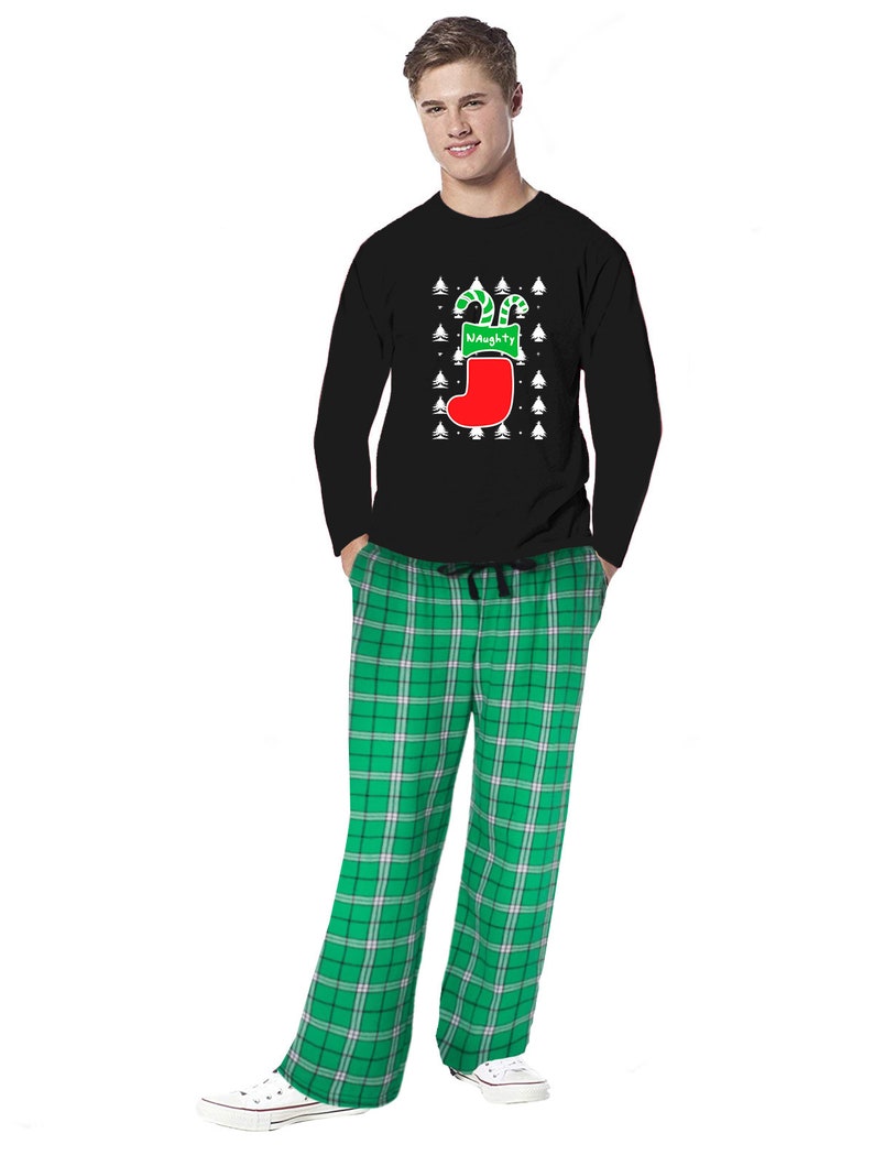 Family Christmas Pajamas for Men Naughty Xmas Stocking Etsy