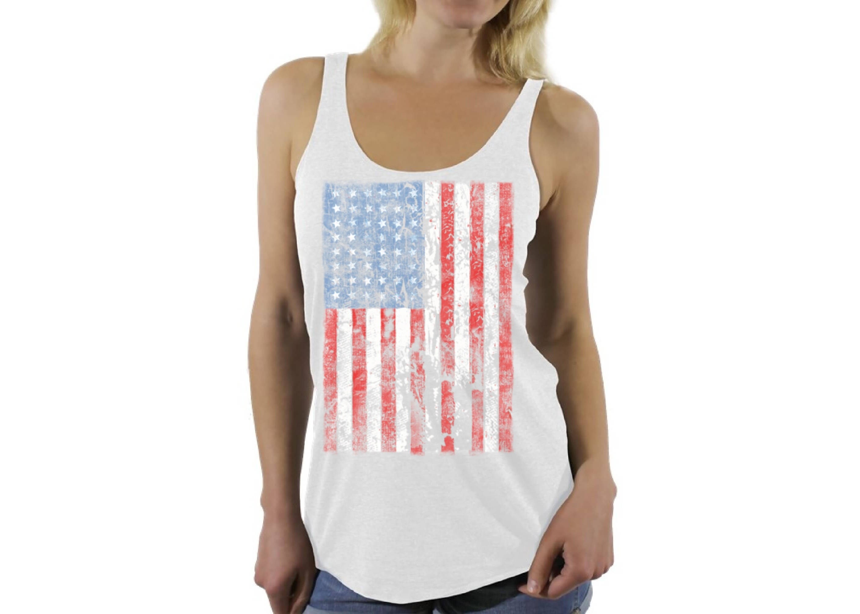 4th Of July USA Vintage Retro Style American Singlet TeeStars Tank Tops