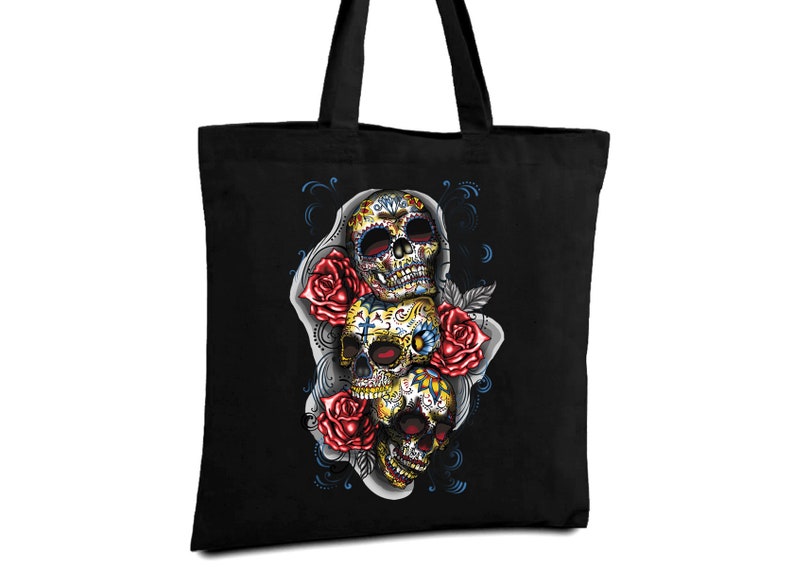 Three Sugar Skull Tote Bag. Skull Bags. Skull Gifts for Day of - Etsy