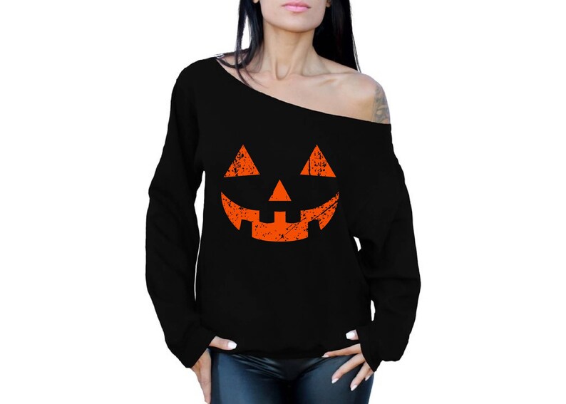 Jack/'O Halloween Pumpkin Off the Shoulder Oversized Sweatshirts Cool Gifts for Halloween Horror