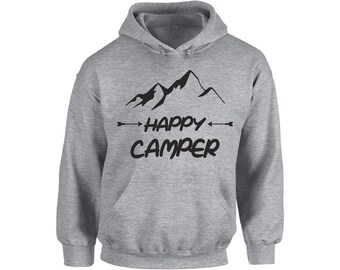 Camper's Hoodie for Men. Happy Camper Hoodie for Women. Camping Clothes. Happy Camper Sweatshirt. Campers Gifts. Stylish Outdoor Clothes.