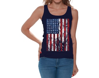Amerikanische Flagge Tank Top für Frauen. 4th of Jul Shirt Frauen. Amerika T-Shirt. Vintage Shirt. Durchmesser ca.