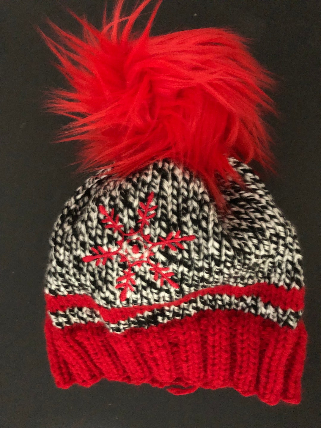 Snowflake Knit Hat Etsy