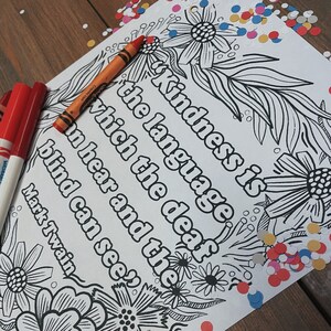 Kindness quote by Mark Twain coloring sheet by Ehpopoki
