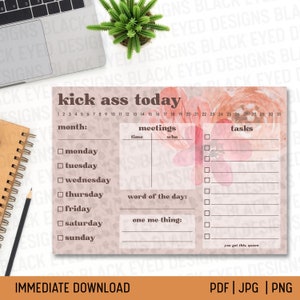 Daily Planner | Digital Calendar | Work Agenda | Digital Download | PDF | JPG | Digital File