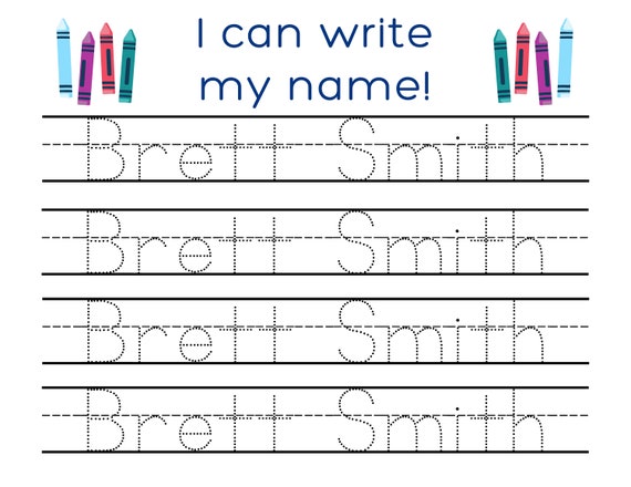 Learn to Write Your Name/practice Writing Worksheet/name - Etsy Learn to Write Your Name/practice Writing Worksheet/name - Etsy