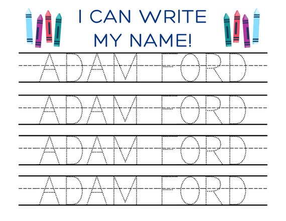 Learn to Write Your Name/practice Writing Worksheet/name - Etsy