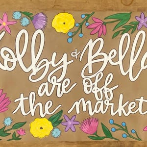 Banner personalizado pintado à mão, banner para chá de panela, placa de papel kraft, chá de panela, chá de casal, casamento, placa fora do mercado