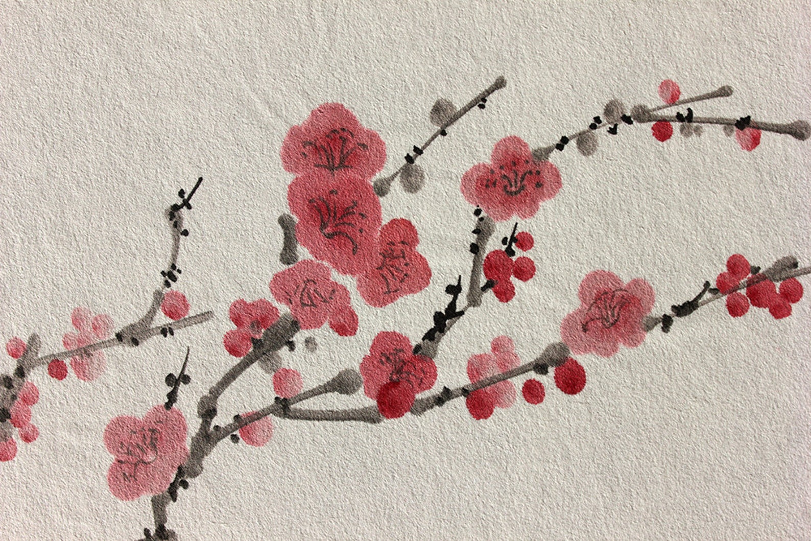 Japanese painting Sumie Ink wash painting Japanese art Etsy