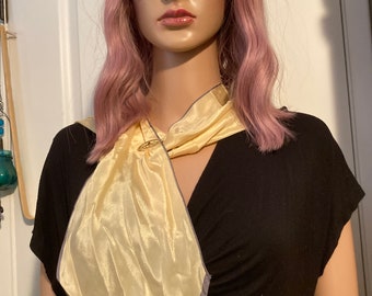 Vintage 1970s Oscar de la Renta for Accessory Street Yellow Silk Scarf with Grey Edges Signed