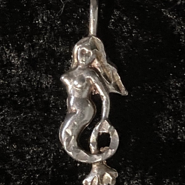 Vintage 1990s 925 Sterling Silver Mermaid Charm