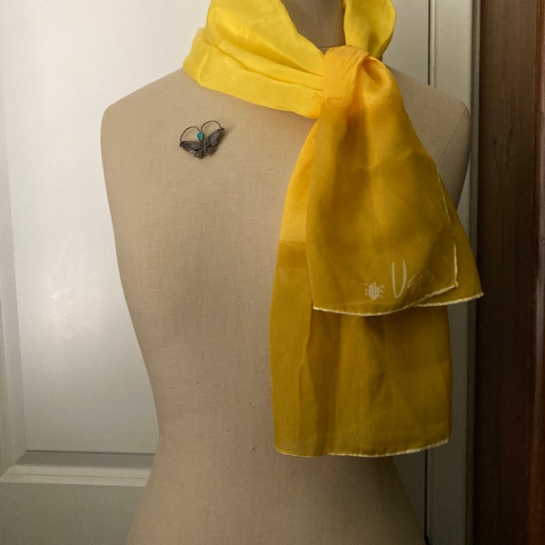 Vintage 1960s Vera Neumann Yellow Silk Scarf