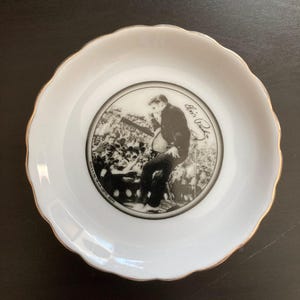 Vintage Elvis Presley Collectors Souvenir Plate 3 1/2 Inches Black and White Photo With Gold Edges Elvis Presley Enterprises
