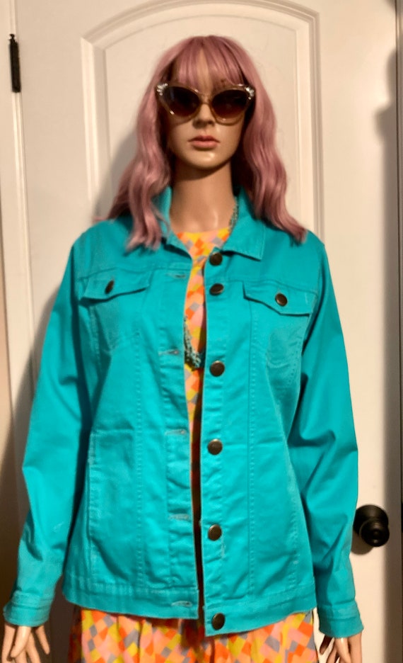 Vintage 1980s Koret Turquoise Denim Jacket