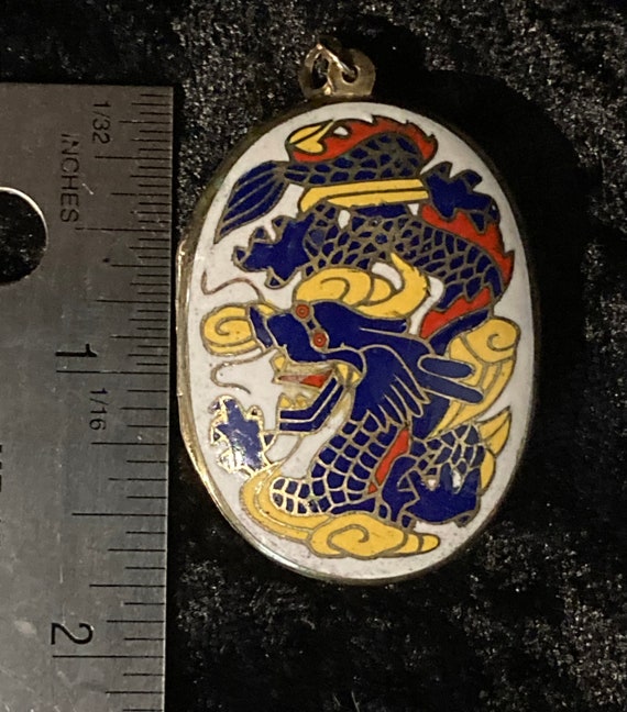 Vintage 1940s Large Chinese Cloisonne Locket with 