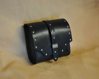 Black leather belt bag