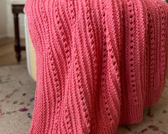 Easy Baby Blanket Knitting Pattern | Beginner Textured Knit PDF (Worsted Weight)