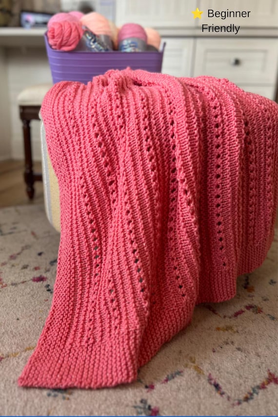 Cuddly Soft Baby Blanket Knitting Pattern | Beginner level Knit PDF (Worsted Weight)