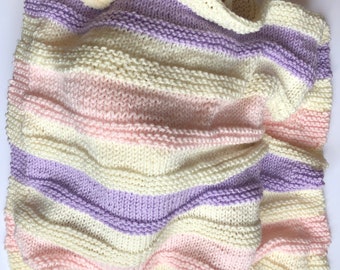 Sweetest Dreams Baby Blanket Knitting Pattern | Easy striped knit baby blanket